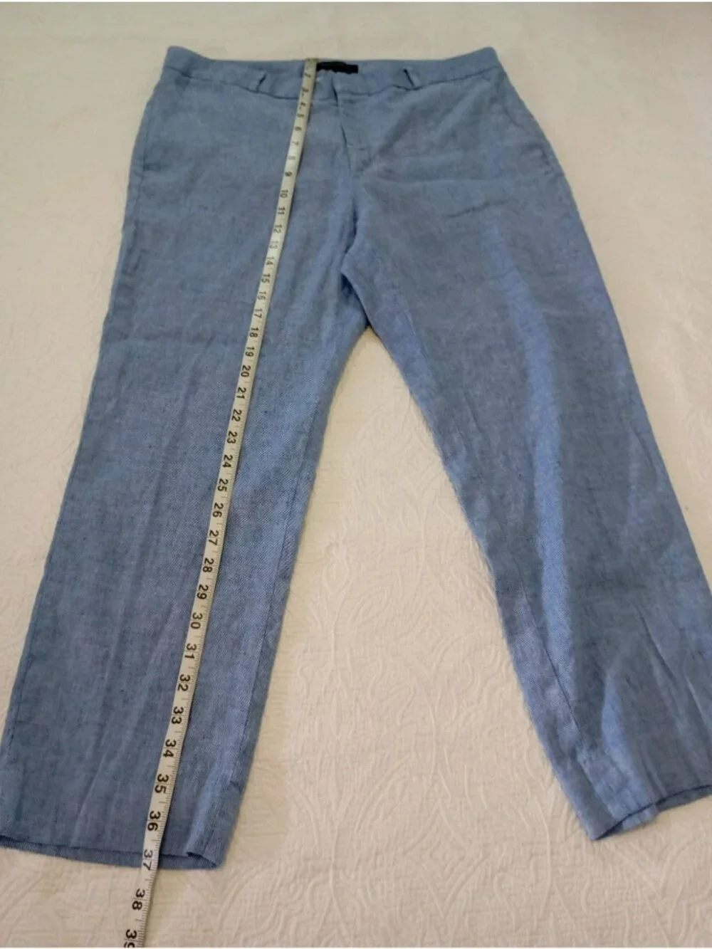 Banana Republic Avery Womens Blue Linen-Blend Trousers Size 12 Lightweight